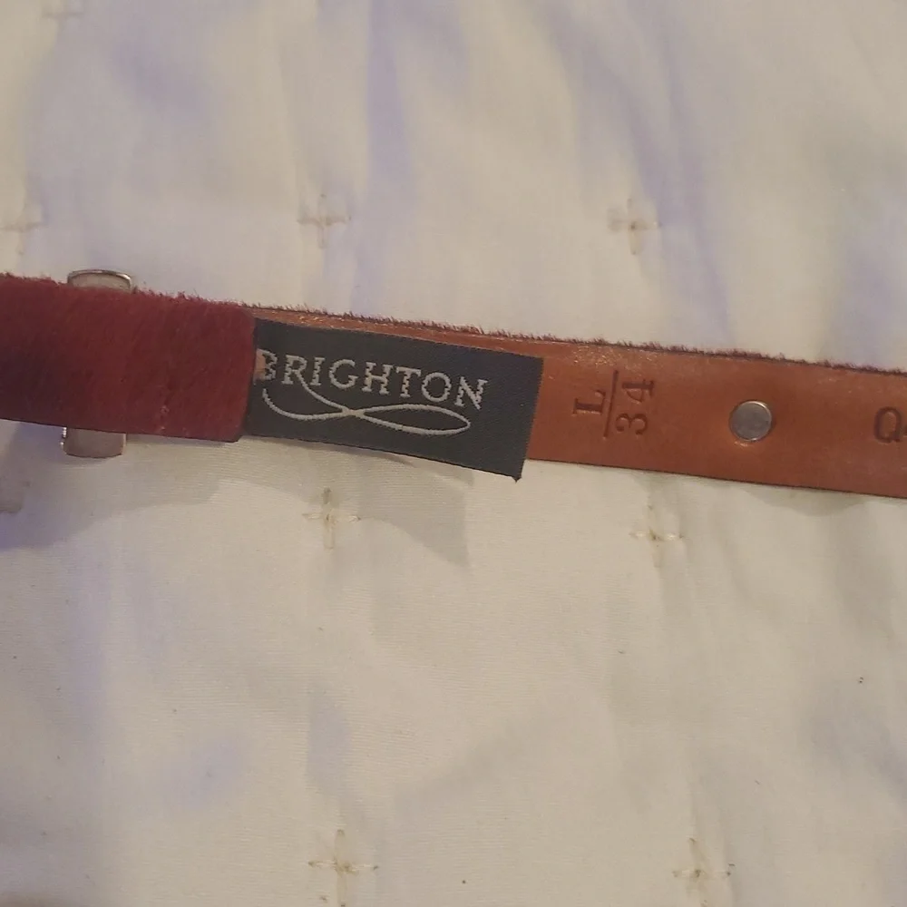 NWT Brighton Red Calf Hair Silver Hardware Belt Size 34